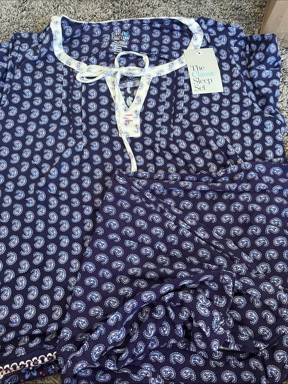 Croft and Barrow Classic Sleep Set - Navy Paisley Women’s Pajama 2 pc Set. New.